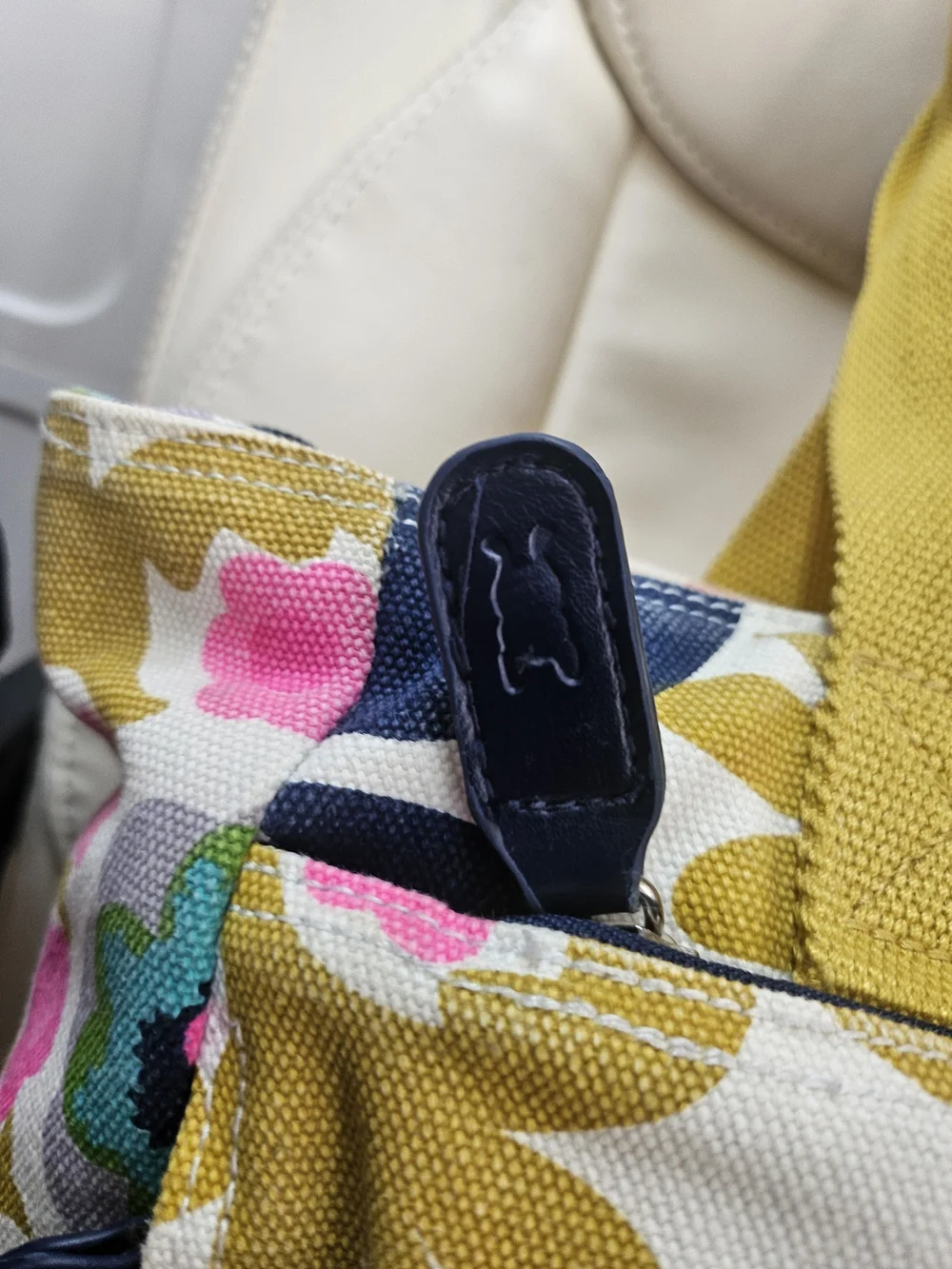 Floral Canvas Tote Bag with Yellow Handles - Picture 8 of 13